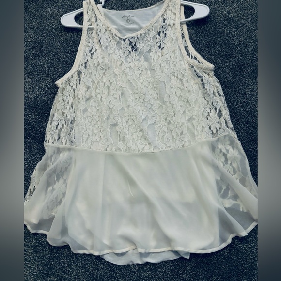Miss CHIEVOUS Lace sleeveless Button Top  (LG)
Curfew White Tank (LG) - Picture 7 of 11
